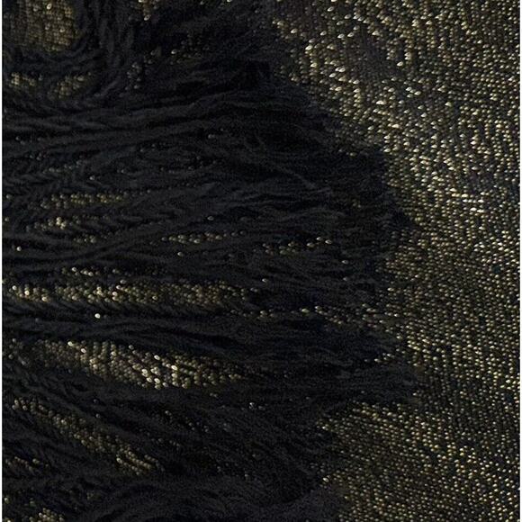 Sparky Metallic Neck Scarf Women's 74" Black Gold Necktie Fringe Shawl Wrap - Picture 3 of 6